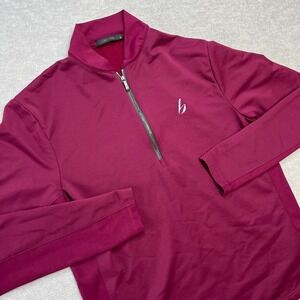 Greyson Shirt Men Medium Maroon 1/4 Zip Golf Pullover Blade Collar Fleece Lined‎